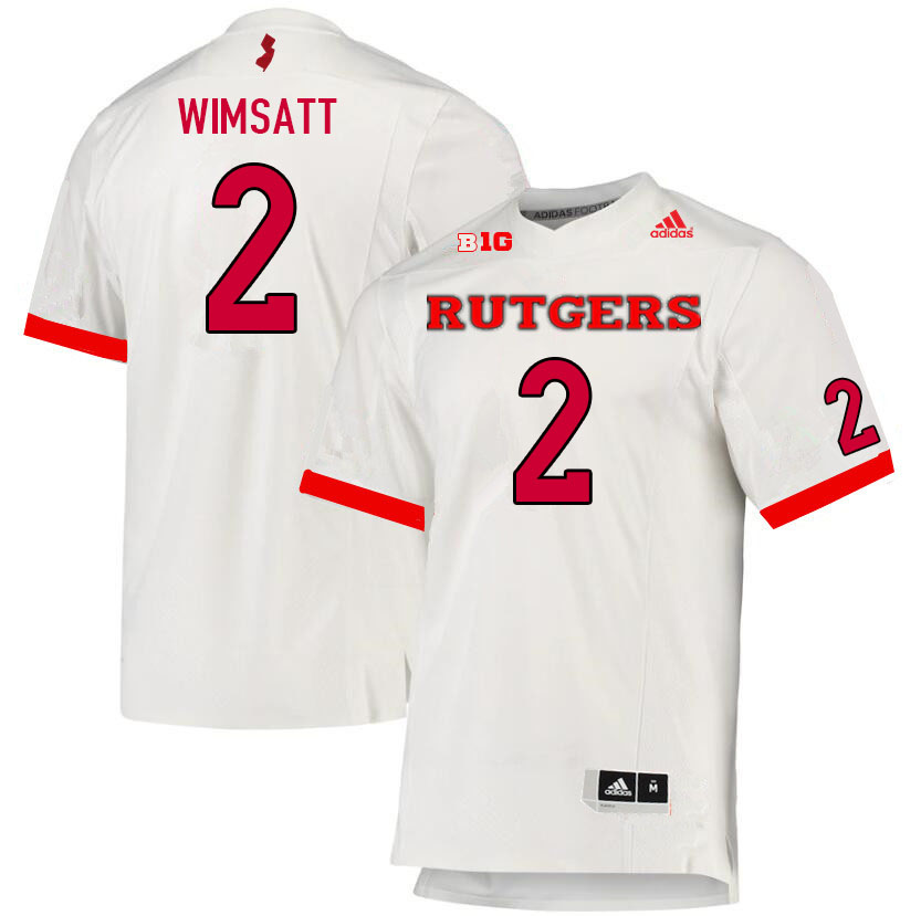 Men #2 Gavin Wimsatt Rutgers Scarlet Knights College Football Jerseys Sale-White - Click Image to Close